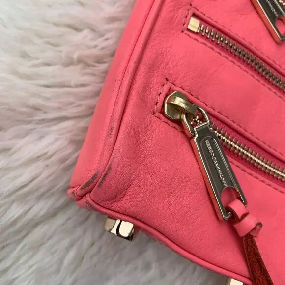 Rebecca Minkoff 3 Zip Mini MAC clutch crossbody bag Bright Hot Neon Pink Barbie - Picture 3 of 8